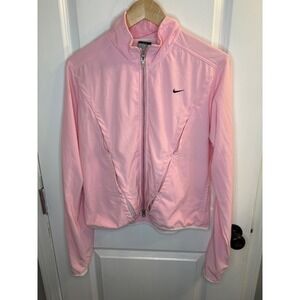 Nike Dri-FIT Pink Full Zip Track Jacket Kids Girls Large L 12-14 Mock Neck Mesh